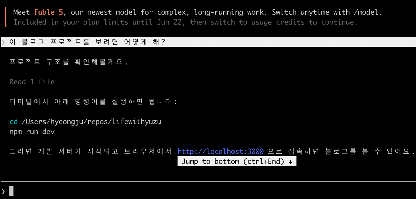 claude code 시작화면